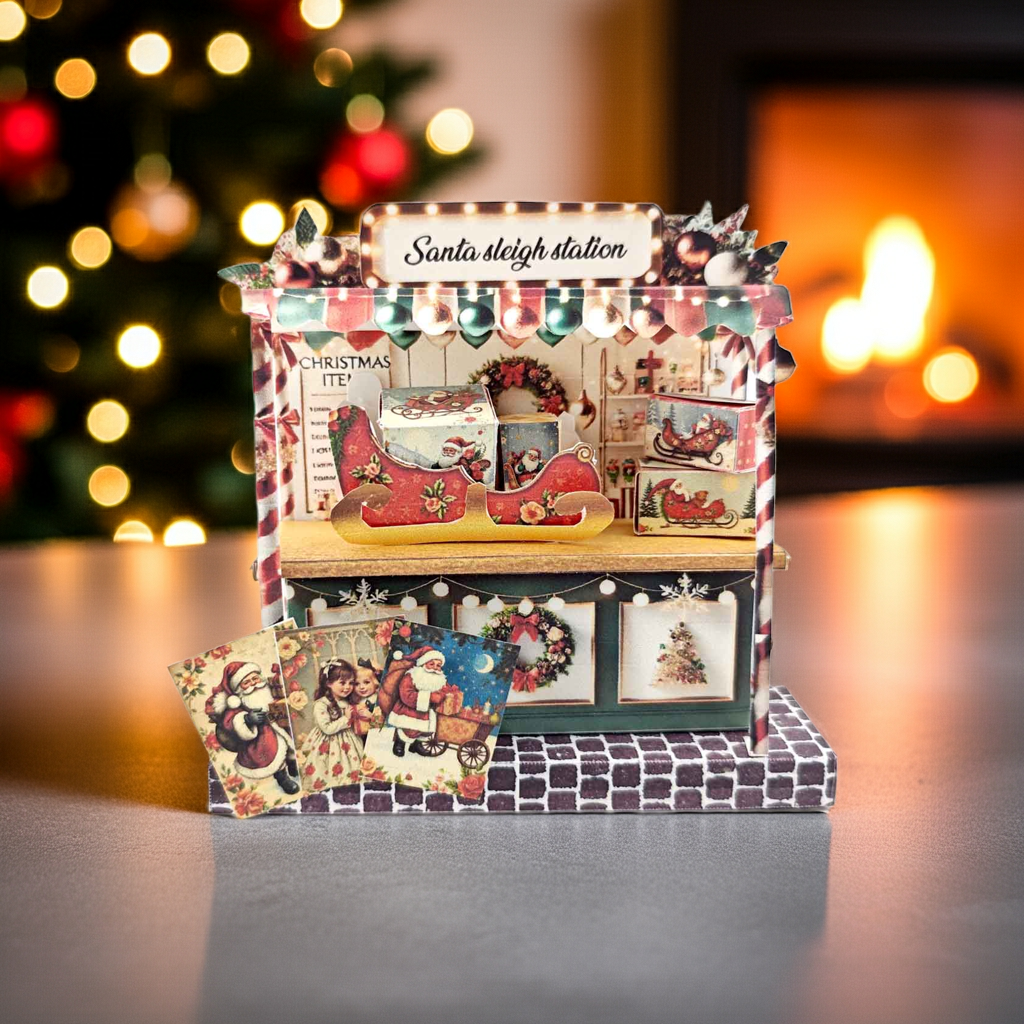 DIY Christmas Santa Sleigh Station: Printable 3D Papercraft