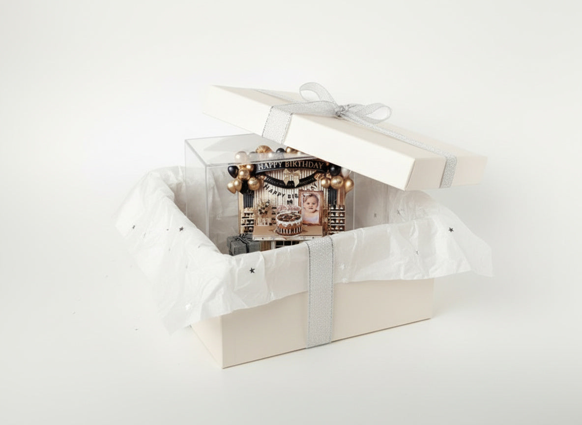 Black and Gold Happy Birthday Stand — Elegant Stand-Up Birthday Decoration & Gift for Everyone