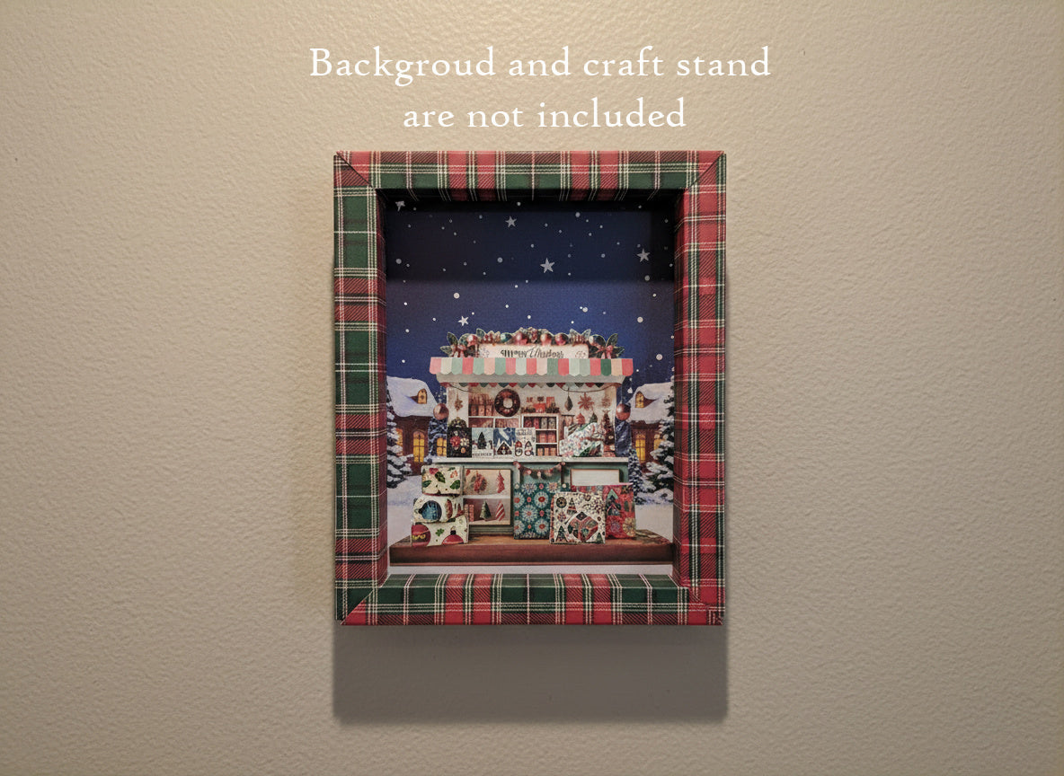 7X5 Christmas Photo Frame for Miniature Stand, DIY Card Stock Paper Model (PDF Pattern) 3 pages letter size
