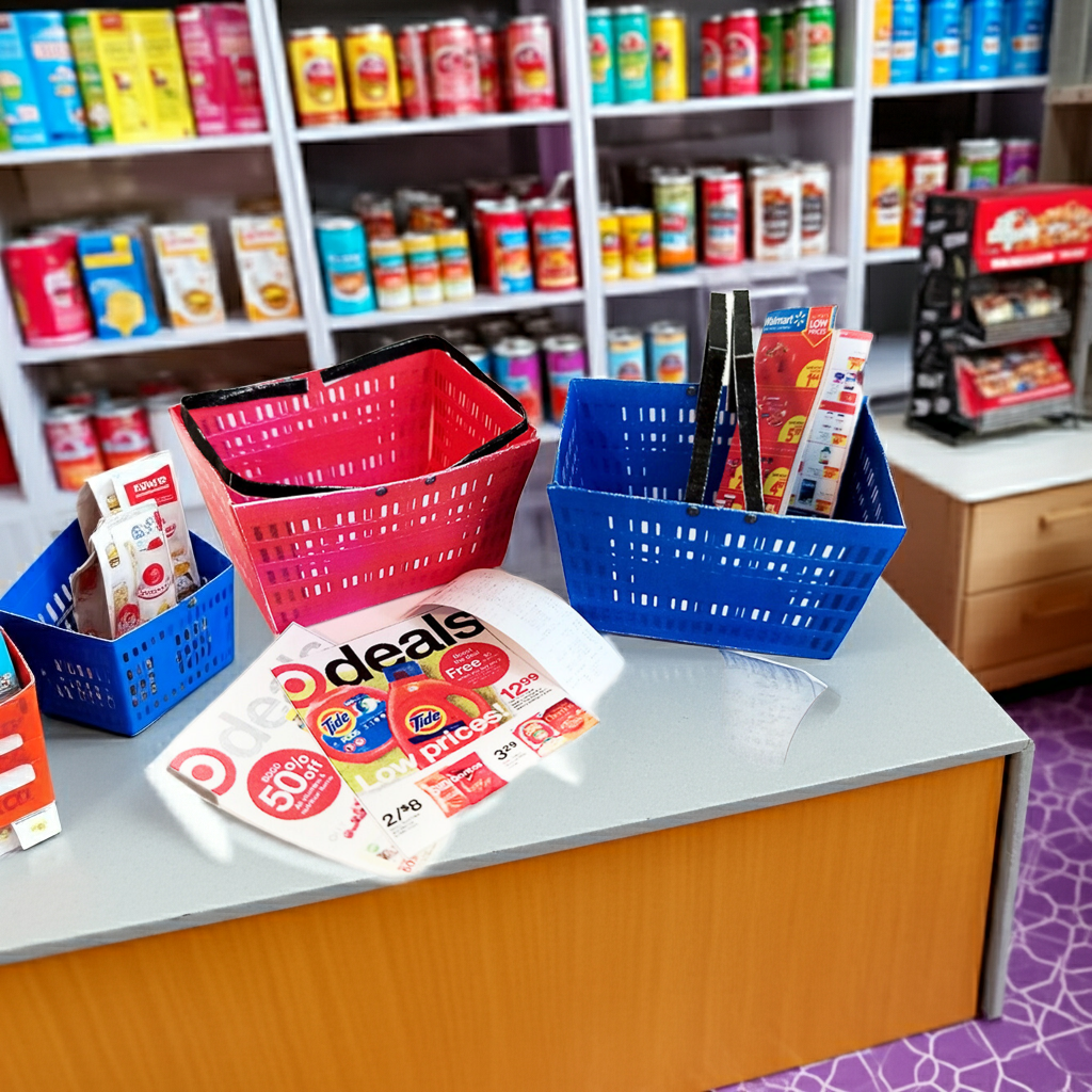 1/6 Scale Miniature Shopping Basket Template, Dollhouse Printable (PDF Download)