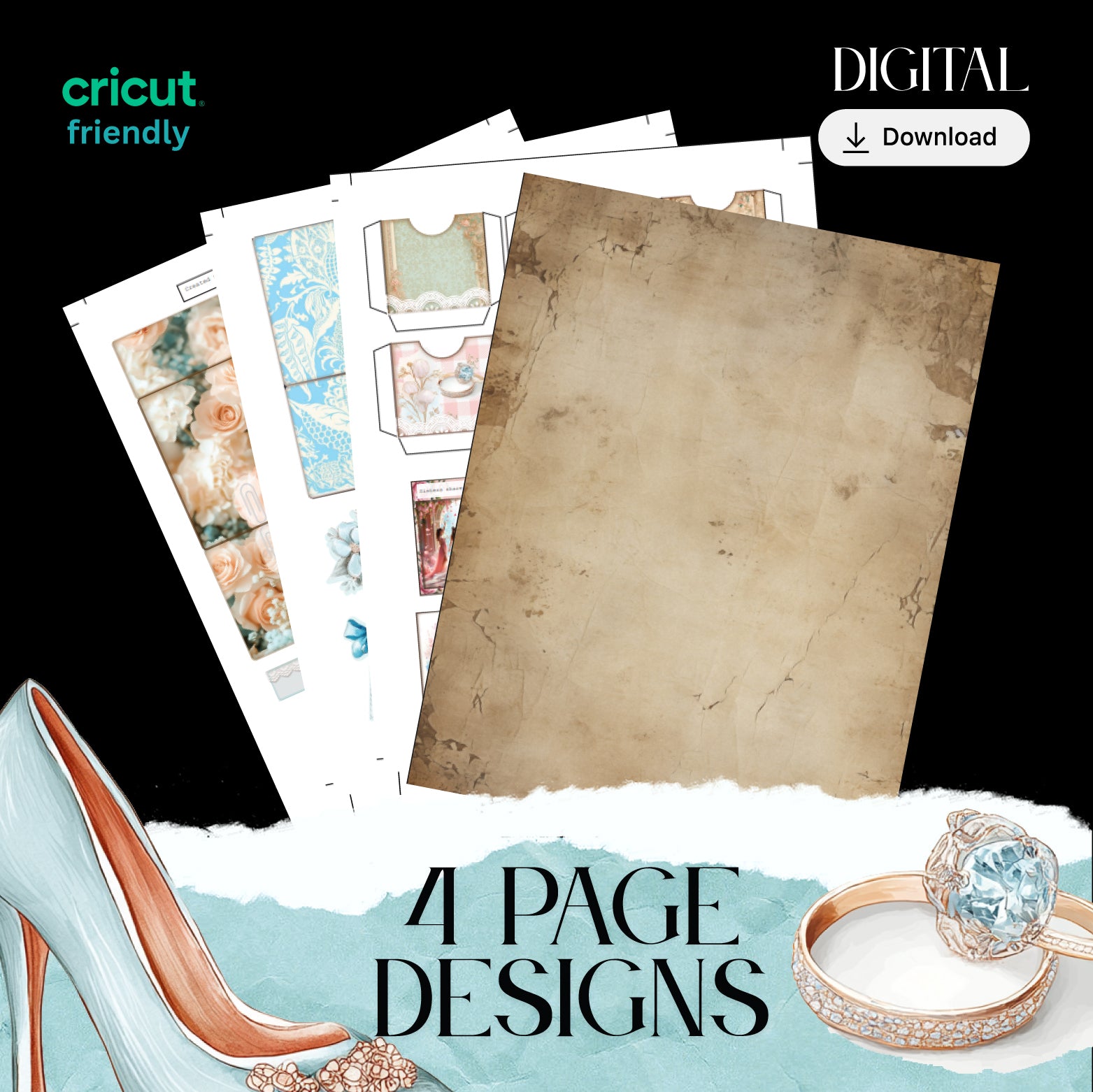 Bridal Shower Bookmark Clipart — DIY Printable Ephemera with “Embrace the Friendship” Design