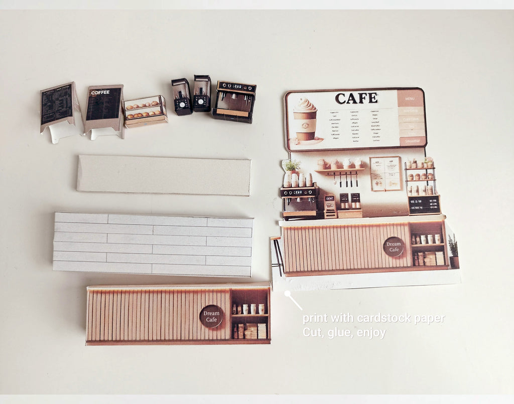 Coffee Cafe Shop,  gift, miniature models, coffee machine, blender, bread box