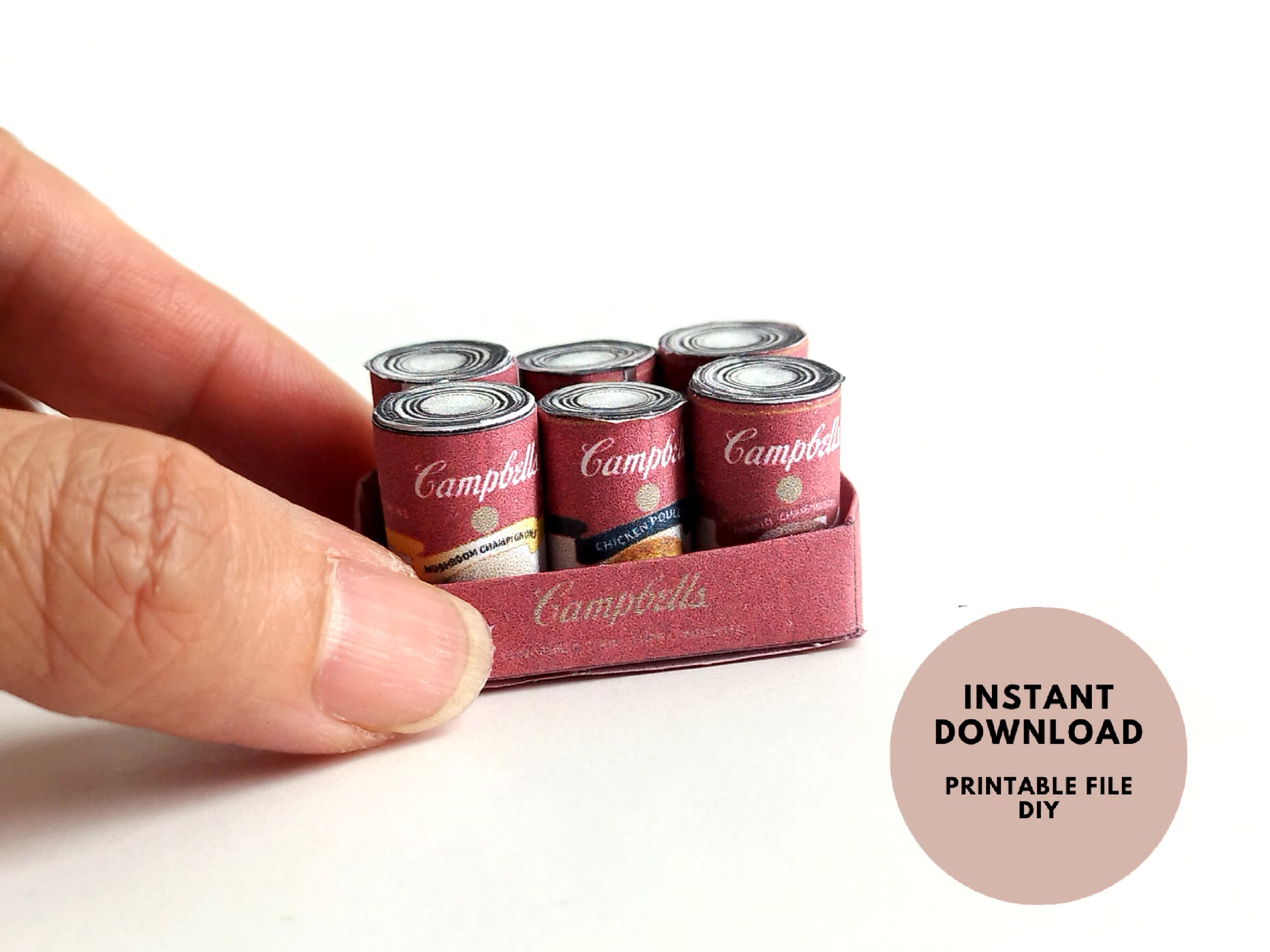 DIY Craft Template — 6 Soup Can Styles for 1:6 Doll Supermarket
