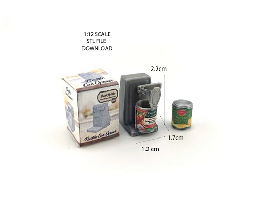 1:12 Electronic Can Opener,  Mini kitchen cooking electronic appliance, 3D print, STL dollhouse