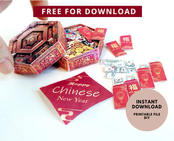 *FREE DOWNLOAD*  Chinese Lunar New Year candy box , red pocket with US dollar for doll and barbie, festival limited