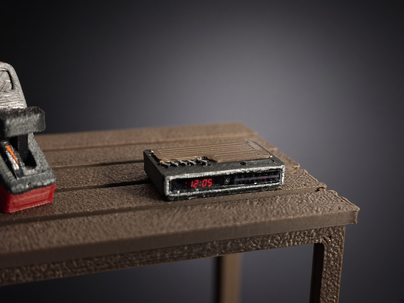 1:12 Nostalgia Vintage 80s Digital Clock Radio, Tiny Retro Alarm Clock, Dollhouse Bedroom Nightstand Diorama Miniature(Physical Product)