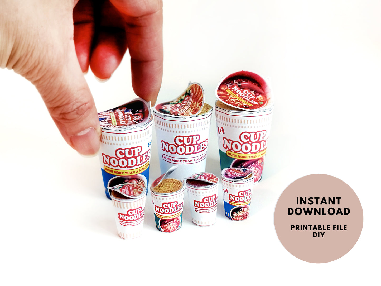 3 styles 1:6 scale and jumbo size Instant cup noodles - Printable Dollhouse miniature template