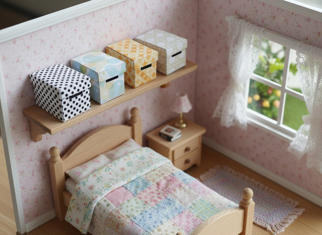 1:12 Dollhouse Organization Boxes — 4 Styles of Mini Storage for Tiny Rooms & Shelves