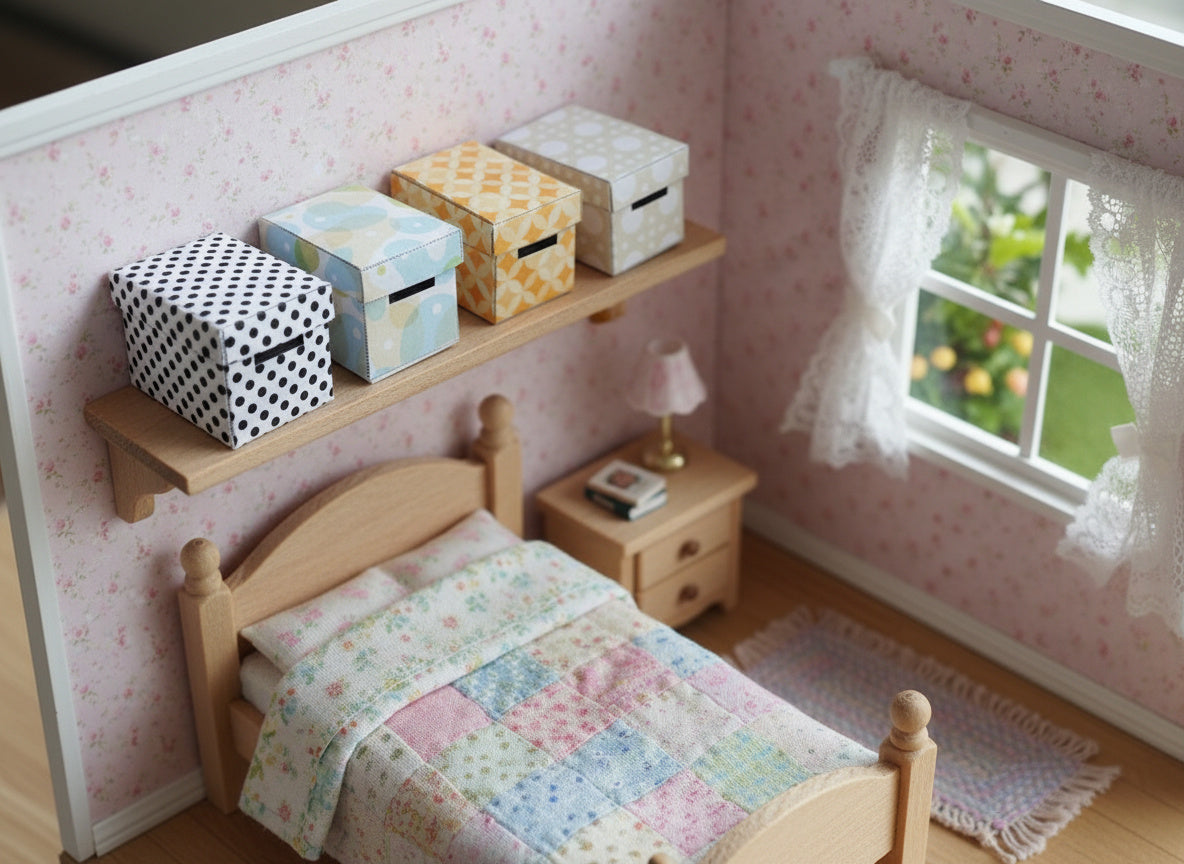 1:12 Dollhouse Organization Boxes — 4 Styles of Mini Storage for Tiny Rooms & Shelves