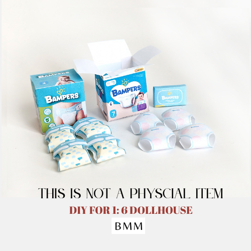 1:6 Baby Set with diapers and wipers, Newborns, Infants, Babies, for dollhouse, template, download