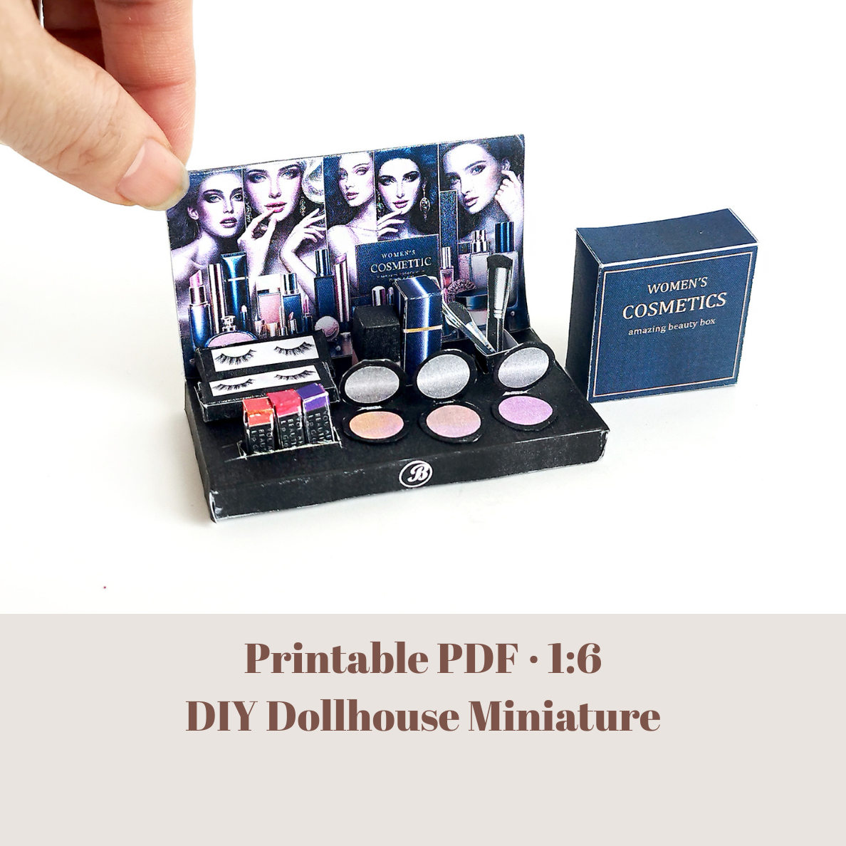 16 items make up and Cosmetic Display - DIY for 1:6 dollhouse