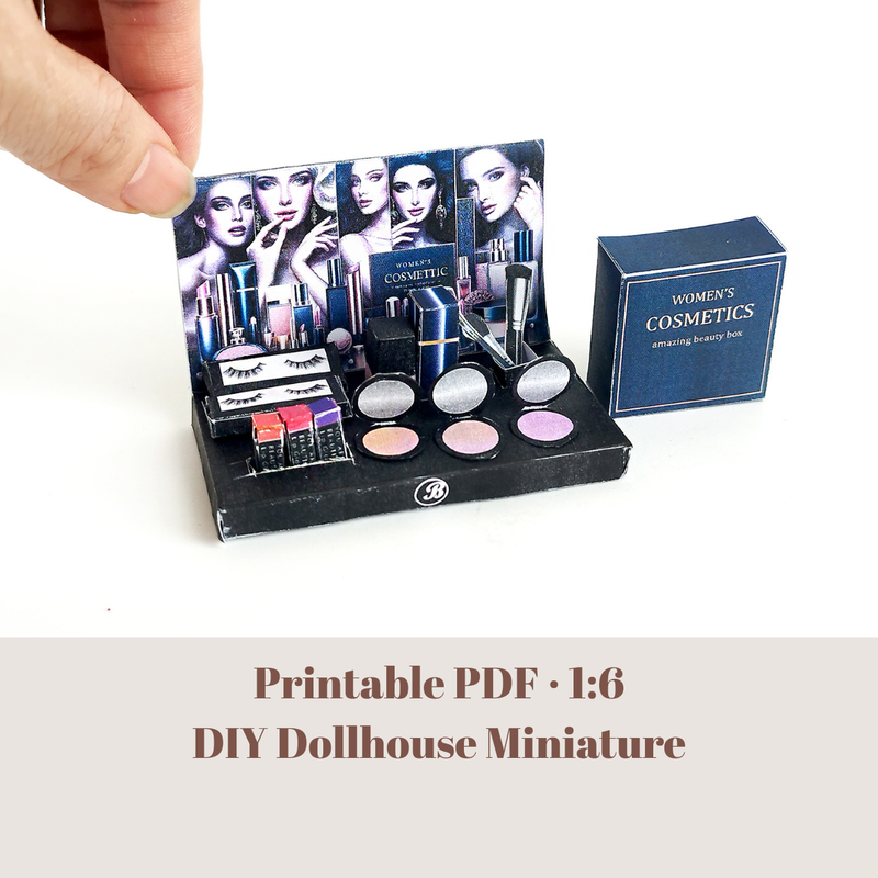 16 items make up and Cosmetic Display - DIY for 1:6 dollhouse