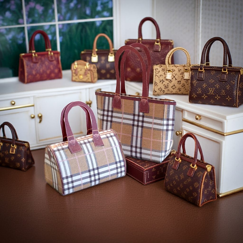 1:6 Luxury brands large bags for dollhouse and department store, 2 items miniatures, luxury house decorations, women's gifts