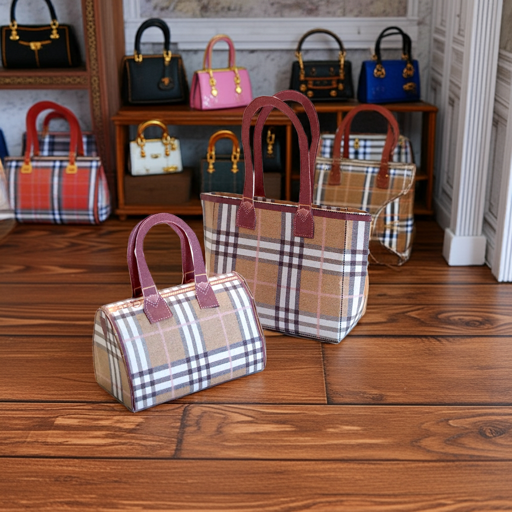 1:6 Luxury brands large bags for dollhouse and department store, 2 items miniatures, luxury house decorations, women's gifts