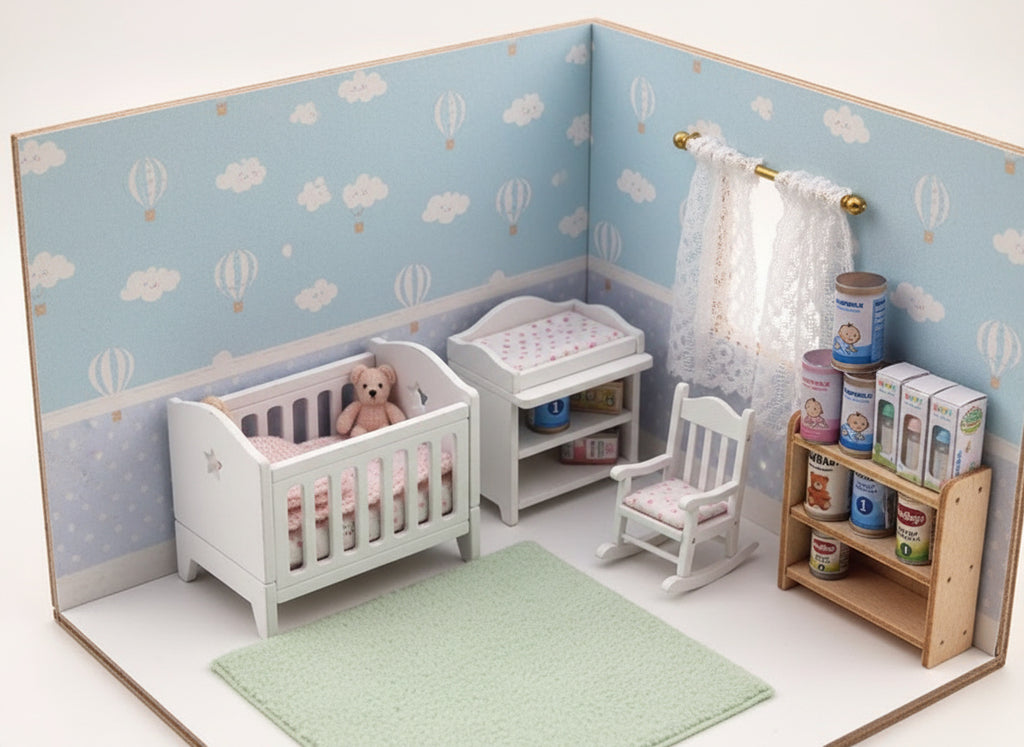 1:12 6 style Baby milk formula with 3 milk bottles(PDF template), Newborns, Infants, Babies, for dollhouse, DIY miniature paper file