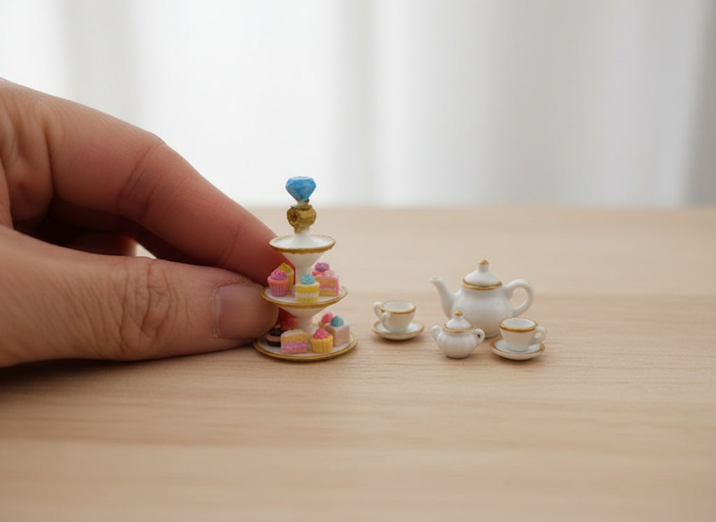 1:12 Three-Tier Dessert Stand STL — Miniature Tiered Cake & Tea Plate for Dollhouse Afternoon Tea (3D Print File, Instant Download)