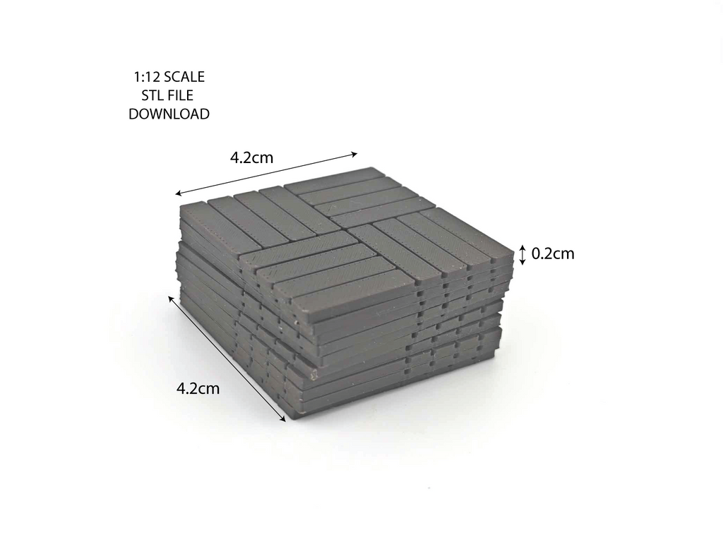 1:12 Realistic Garden & Balcony Floor — STL File for Dollhouse 3D Printing