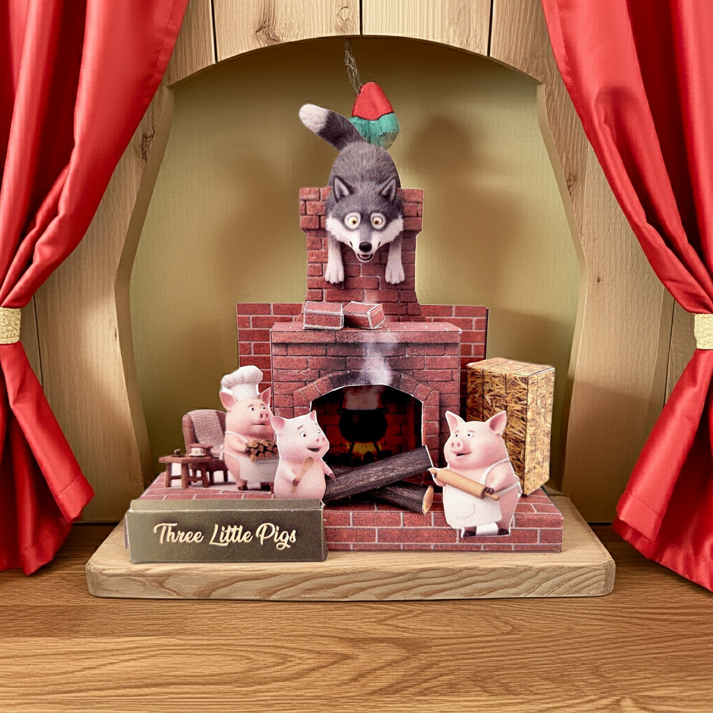 PickScene the three little pig with Story book and story character