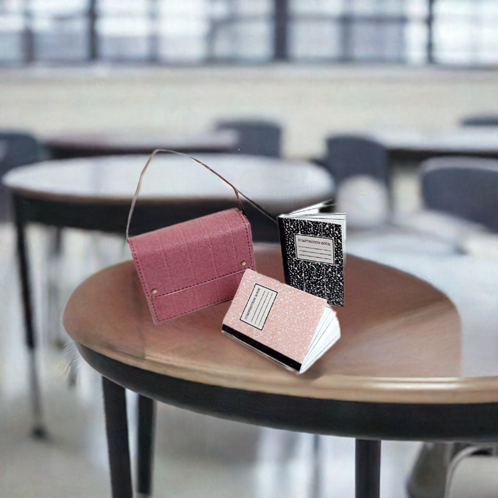 1:6 School bag and notebook, DIY miniatures, children project and paper craft