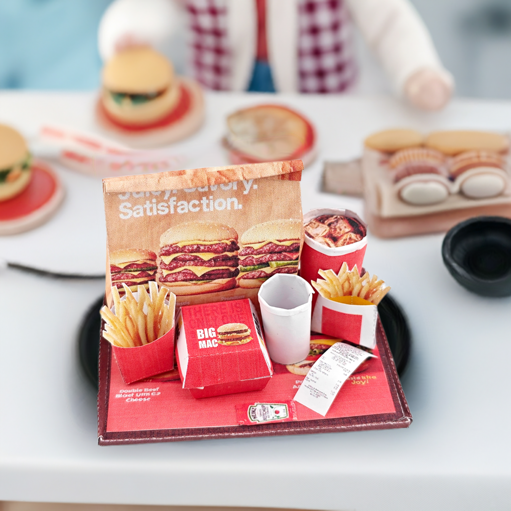 10 pieces Hamburger Meal and fast food Set - Printable Dollhouse Fast Food for doll - Burger, Fries, DIY,  yearly ornament
