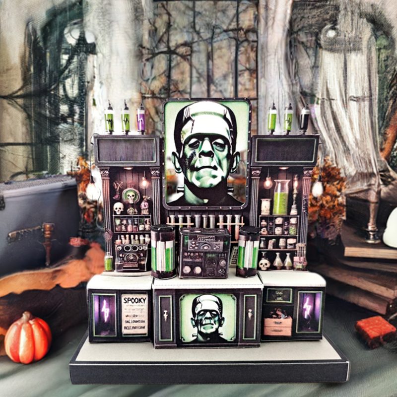 Frankenstein 3D stand DIY Halloween decoration, scientists, miniature kit, instant download template, gift, miniature models, Present