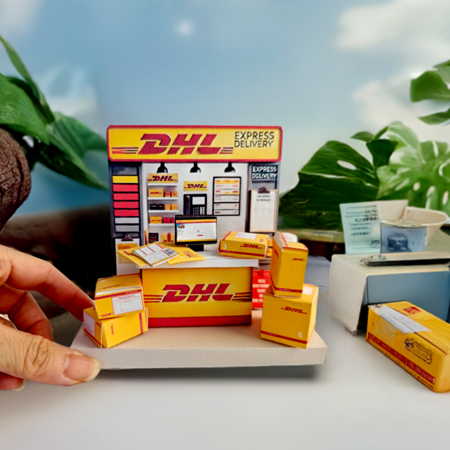 - PickScene DHL delivery express counter - DIY miniature scenery kit, instant download template, gift, miniature box, mini delivery, gift box