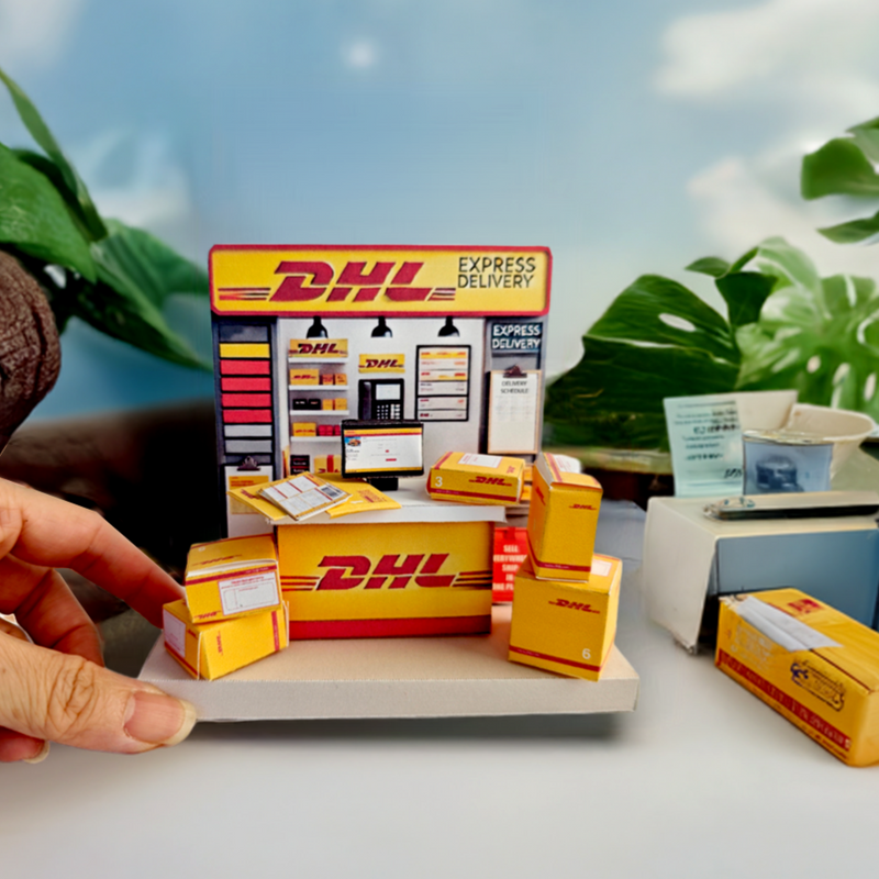 DHL Counter Miniature Scenery Kit – DIY Printable Template (Digital Download)