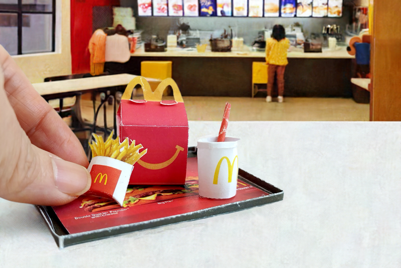 10 pieces McDonald's Meal and Happy Meal Set - Printable Fast Food for 1:6 doll