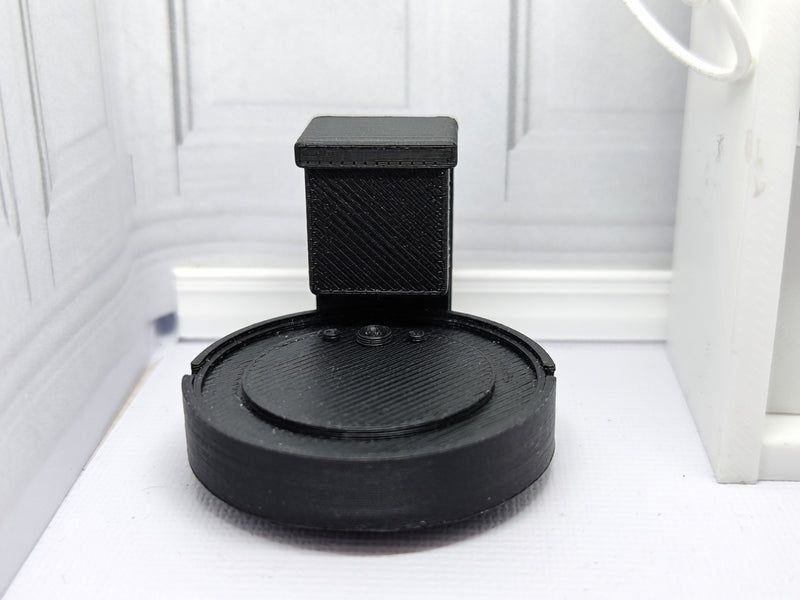 1:12 Miniature Smart Robot Vacuum STL File, 3D Print Robotic Vacuum Cleaner with Charging Dock, Tiny Moving Appliance, Digital Download