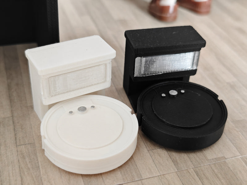 1:12 Scale Miniature Robot Vacuum Cleaner with Charging Dock, Tiny Smart Home Appliance (Physical Product)