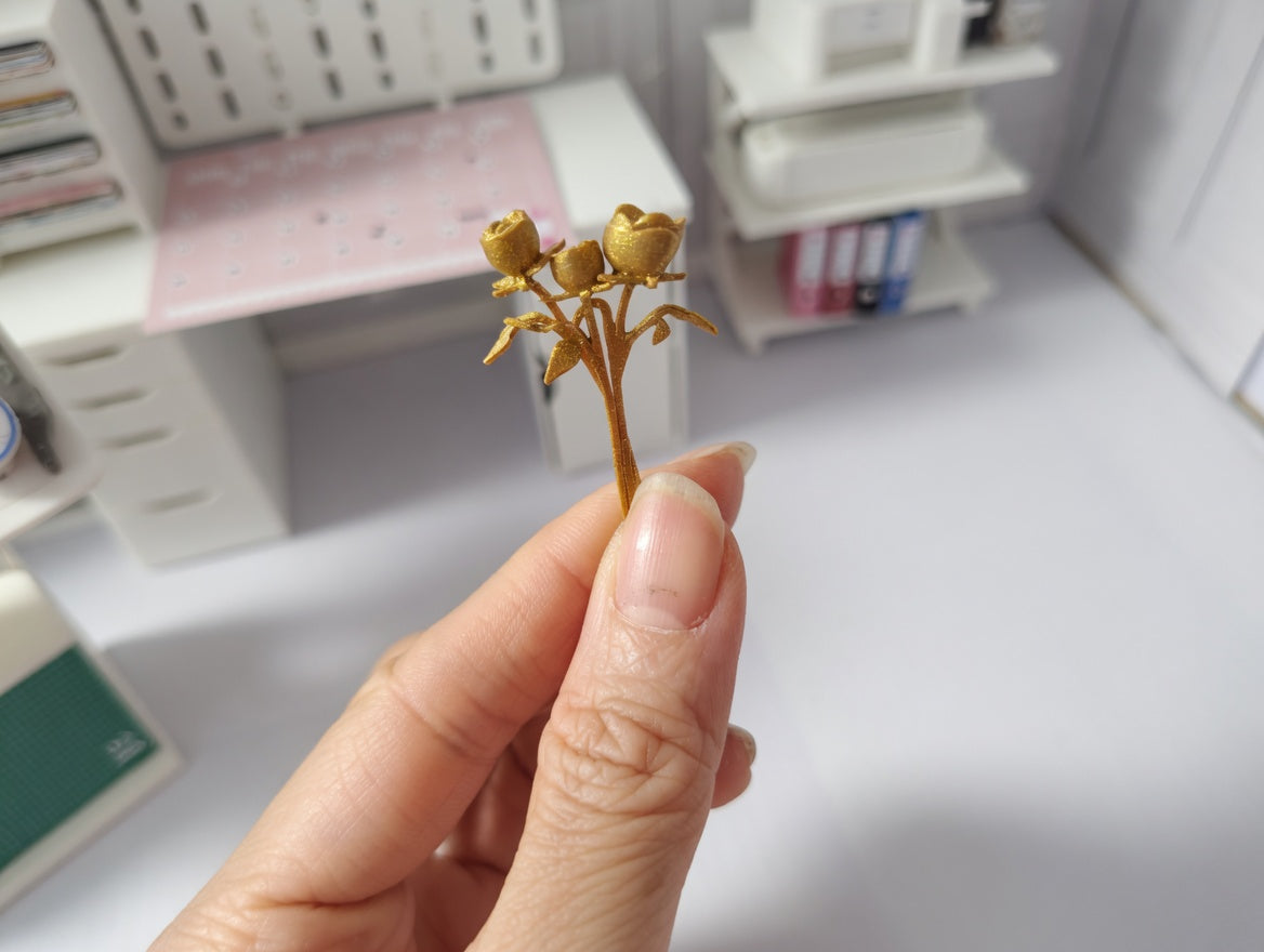 1:12 Scale Golden Rose Collection, Artist Crafted Dollhouse Luxury Accessory