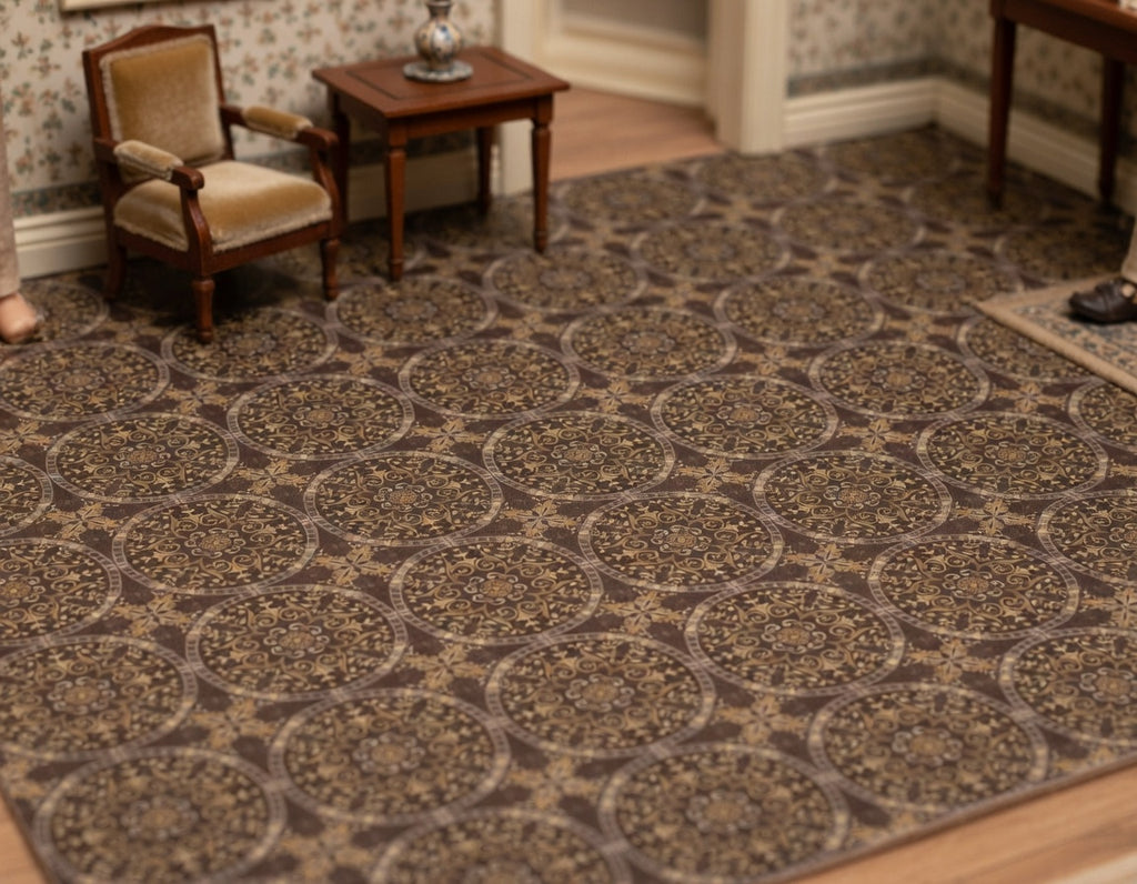 1:12 Dollhouse Miniature Floor Tiles – Vintage Retro Warm Tones (Digital Download)