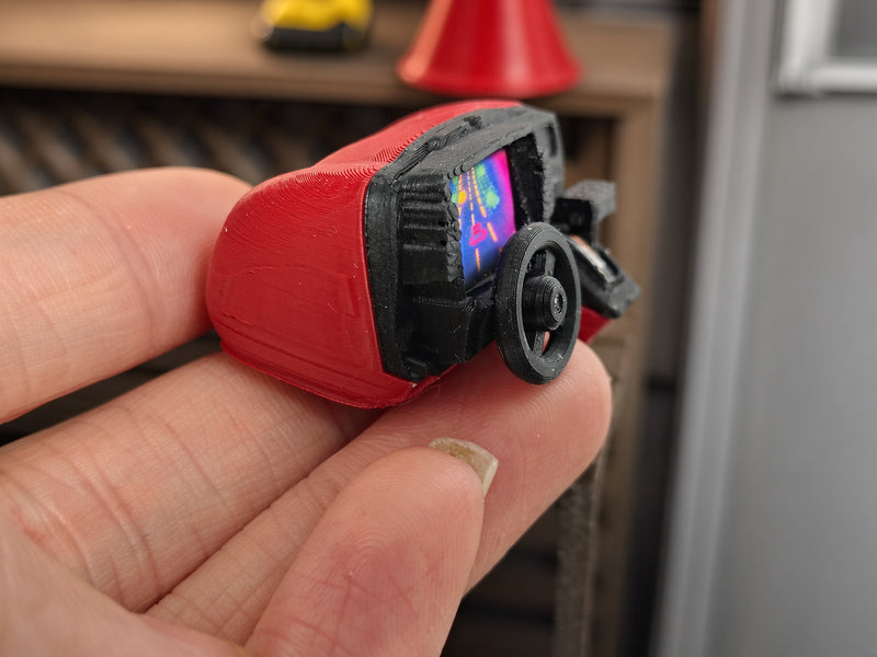 1:12 Nostalgia Miniature Arcade Driving Game Simulator Console, Tiny Racing Game Steering Wheel, Dollhouse Game Diorama (Physical Product)
