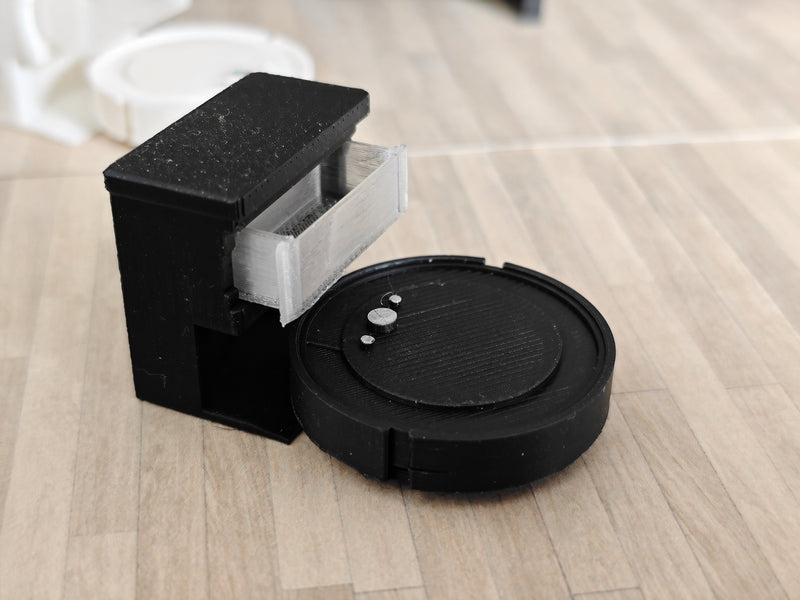 1:12 Scale Miniature Robot Vacuum Cleaner with Charging Dock, Tiny Smart Home Appliance (Physical Product)