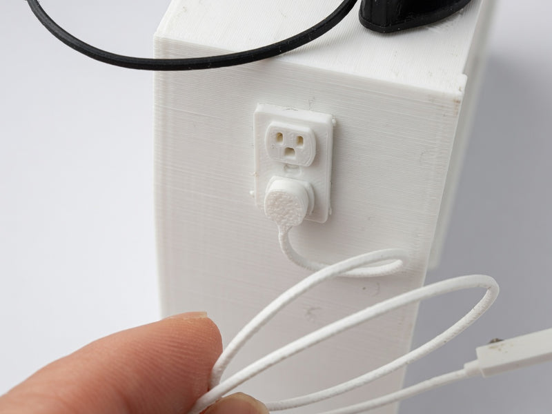 1:12 Scale Miniature Light Switch or Outlet, Modern Dollhouse Hardware - Banana Six Snap-Plug Design (Physical Product)