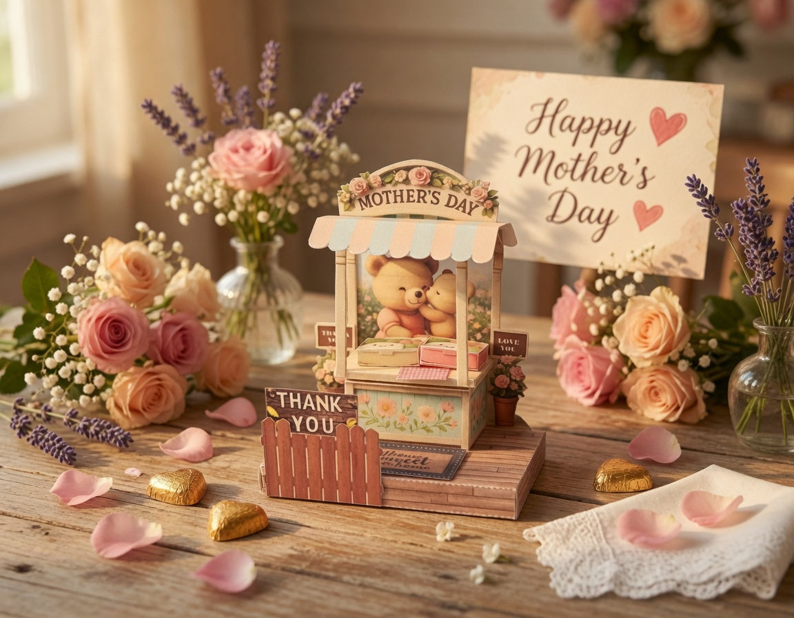 Mother's day 3D thank you card : Bear Paper Craft Stand