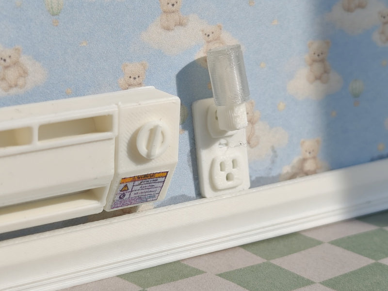 1:12 Wall Outlet with Plug-In Night Light, Tiny Electrical Socket Plate, Dollhouse Nursery Bedroom Hallway Staging Accessory, Miniature（Physical Product)