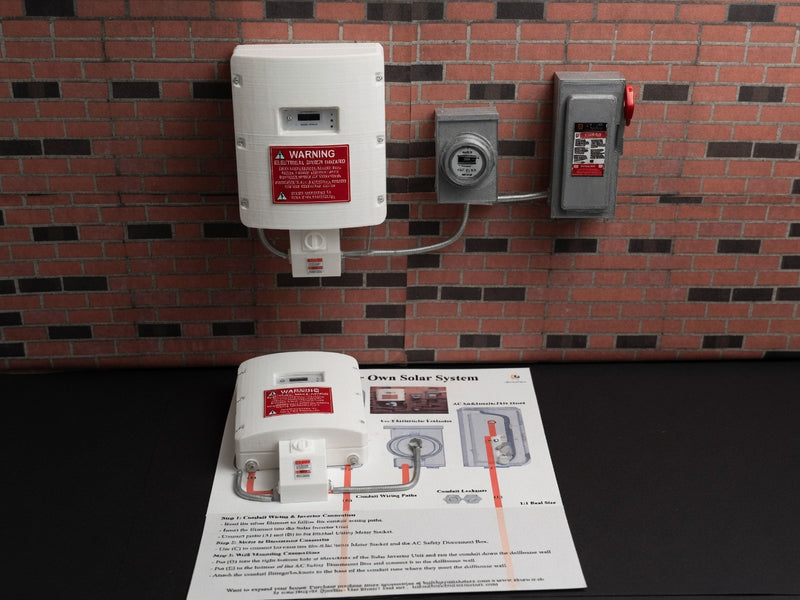 1:12 Solar Inverter and Electric Meter Set, Tiny Utility Disconnect Switch Box, Dollhouse Outdoor Exterior Wall Electrical Miniature (Physical Product)