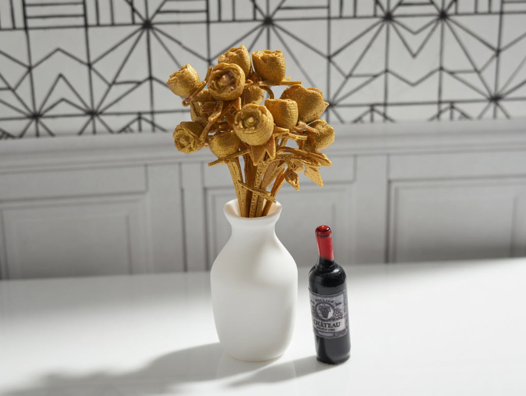 1:12 Scale Golden Rose Collection, Artist Crafted Dollhouse Luxury Accessory