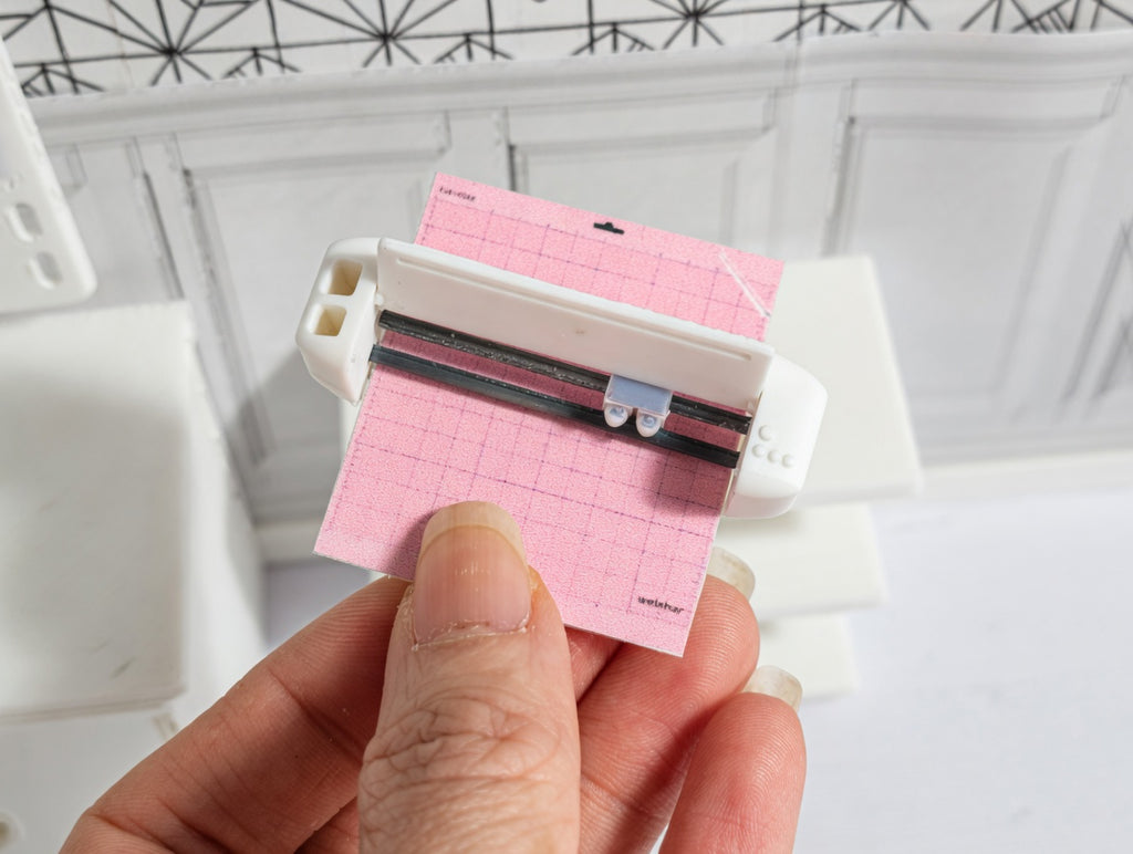 1:12 Scale Miniature Cutting Machine, Cricut Style Craft Room Accessory, Dollhouse Miniature Supplies
