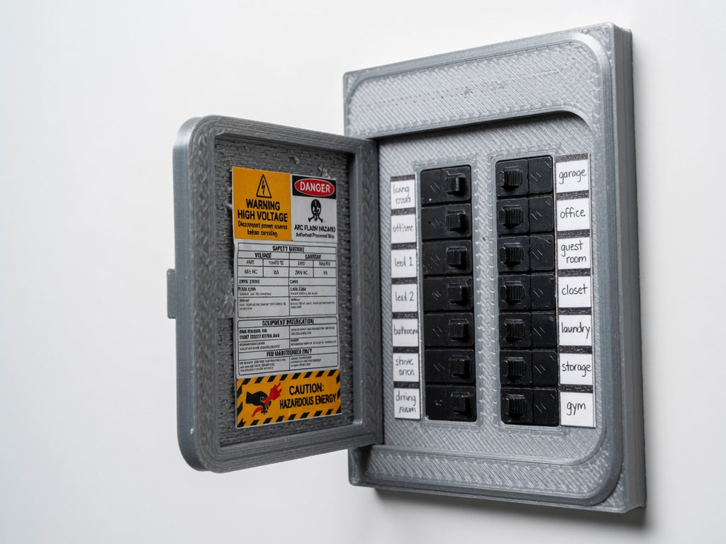 1:12 Scale Modern Electrical Breaker Panel, Miniature Utility Room Accessory (Physical Product)