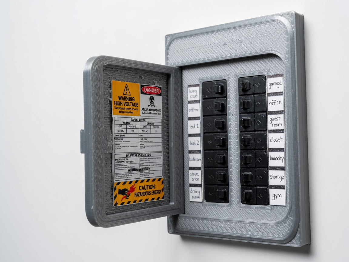 1:12 Scale Modern Electrical Breaker Panel, Miniature Utility Room Accessory (Physical Product)