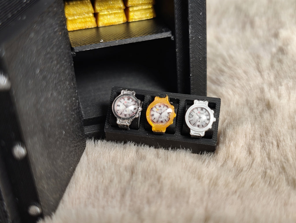 Artist Crafted 1:12 Scale Miniature Watch Collection, Luxury Dollhouse Accessory (Set of 3