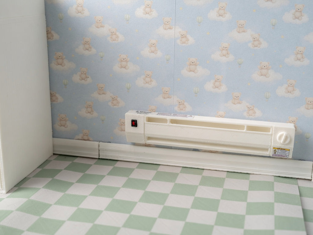 1:12 Scale Vintage Baseboard Heater, Miniature Dollhouse Radiator, Retro Condo Accessory