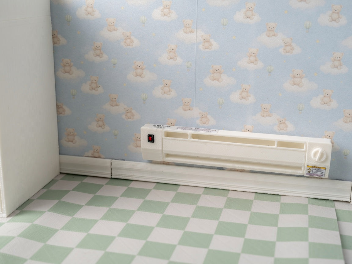1:12 Scale Vintage Baseboard Heater, Miniature Dollhouse Radiator, Retro Condo Accessory