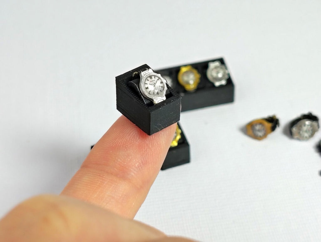 Artist Crafted 1:12 Scale Miniature Watch Collection, Luxury Dollhouse Accessory (Set of 3