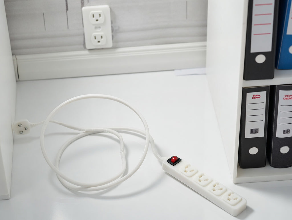 1:12 Scale Miniature Power Strip, Realistic White FDM Dollhouse Accessory (Physical Product)