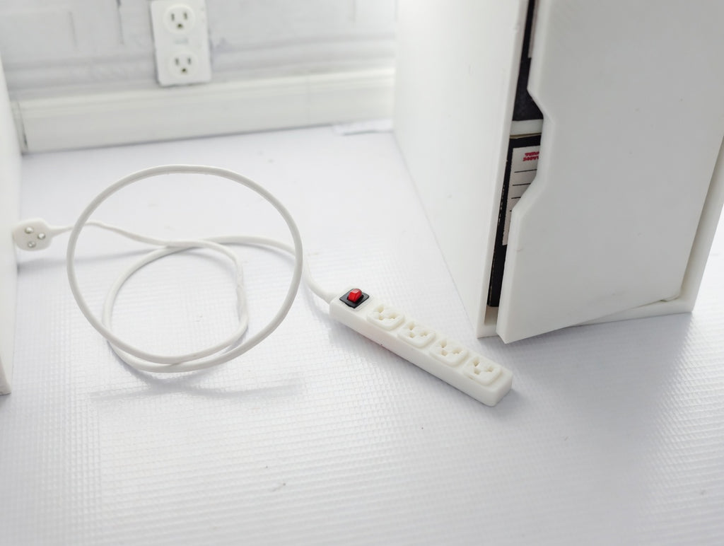 1:12 Scale Miniature Power Strip, Realistic White FDM Dollhouse Accessory (Physical Product)
