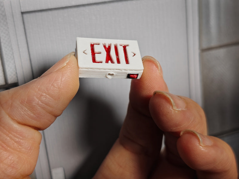 1:12 Emergency EXIT Sign with Conduit Wire, Miniature Light Box, Dollhouse Office Hallway Theater Shop Diorama Prop (Physical Product)