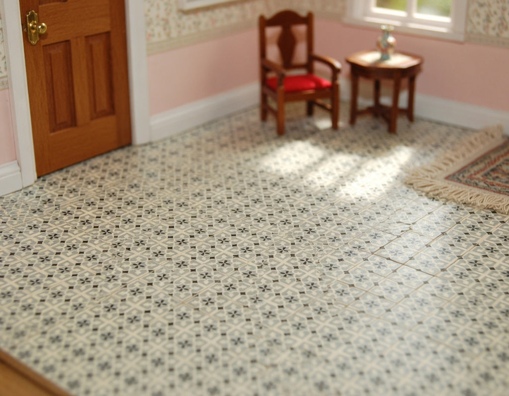 1:12 Dollhouse Miniature Floor Tiles – Vintage Retro Warm Tones (Digital Download)